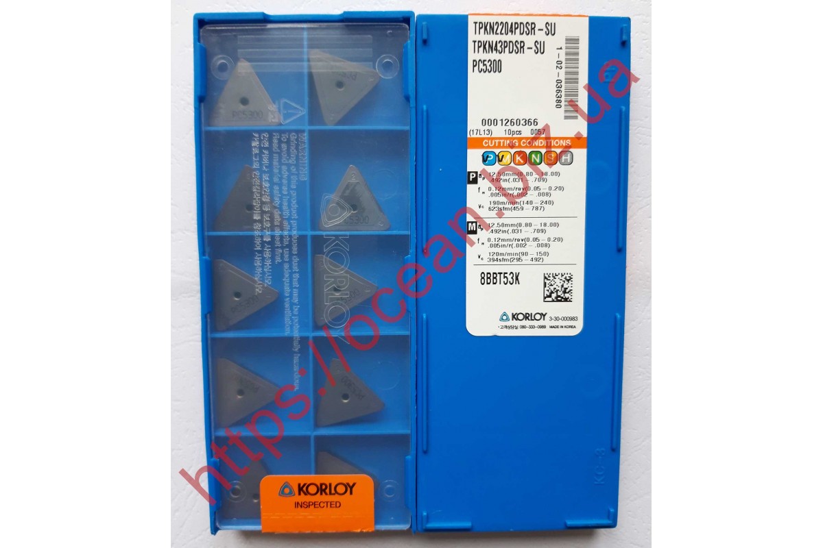 Твердосплавная пластина фрезерная TPKN 2204PDSR-SU PC5300 KORLOY